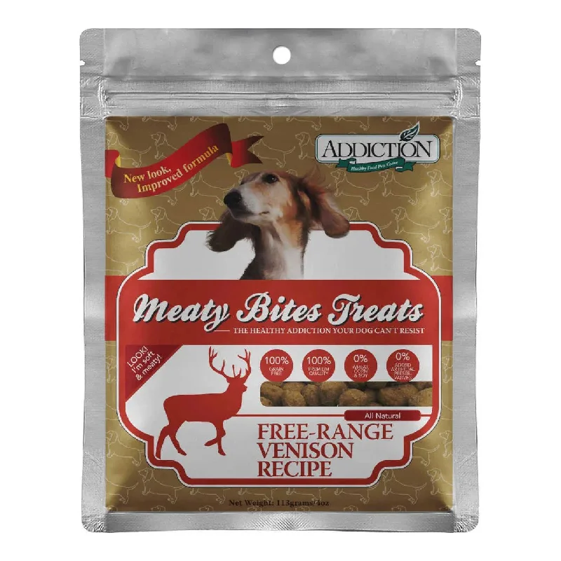 Addiction Venison Meaty Bites Grain-Free Dog Treats 4oz