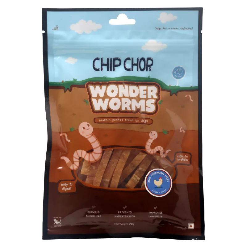 Chip Chops Wonder Worms Dried Chicken Strip with Mealworm Dog Treats (Limited Shelf Life)