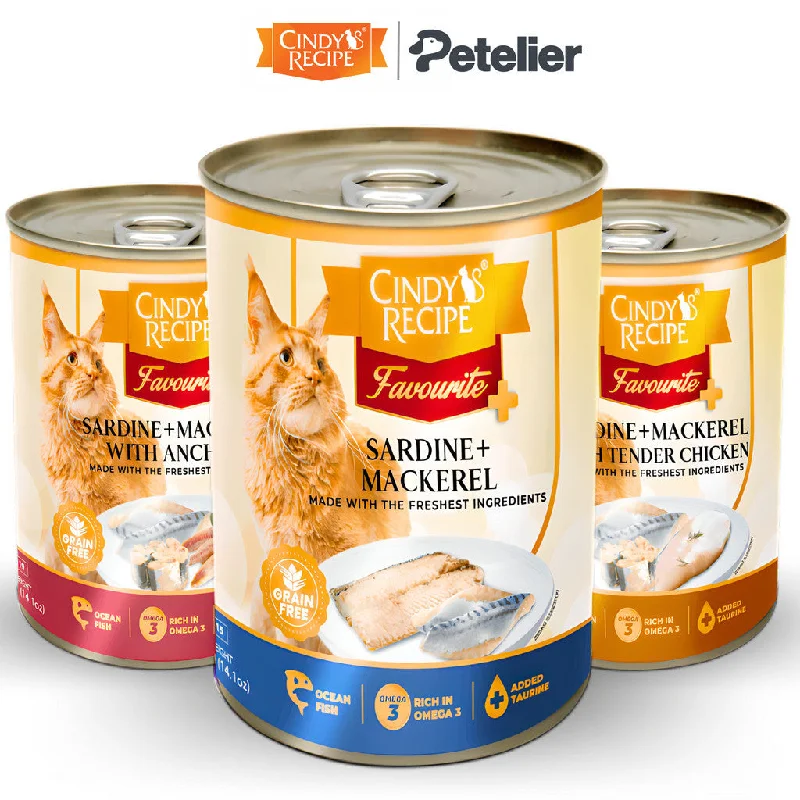 Cindy's Recipe Favourite PLUS Wet Cat Food 400g Can, Adult/Kitten - Grain Free