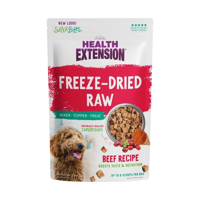 Health Extension Super Bites Beef Recipe Freeze-Dried Raw Dog Food Mixer