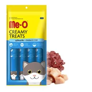 me-o creamy treat chicken liver with goat milk 15grx4