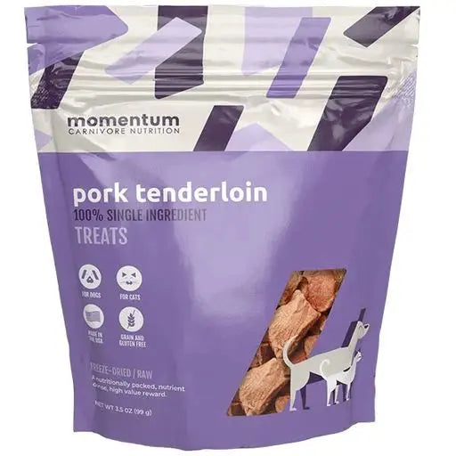 Momentum Carnivore Nutrition Freeze Dried Raw Pork Tenderloin Dog Treats 3.5oz