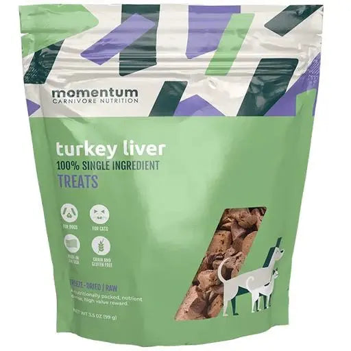 Momentum Carnivore Nutrition Freeze Dried Raw Turkey Liver Dog Treats 3.5oz