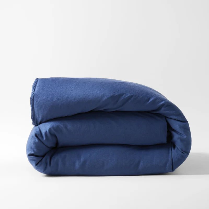 Navy Blue Washed Linen Duvet Cover