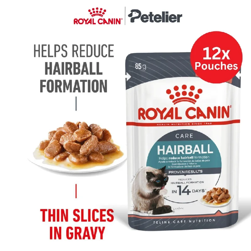 Royal Canin Hairball Care Gravy (85g x 12 Pouches) Adult Wet Cat Food - Feline Care Nutrition