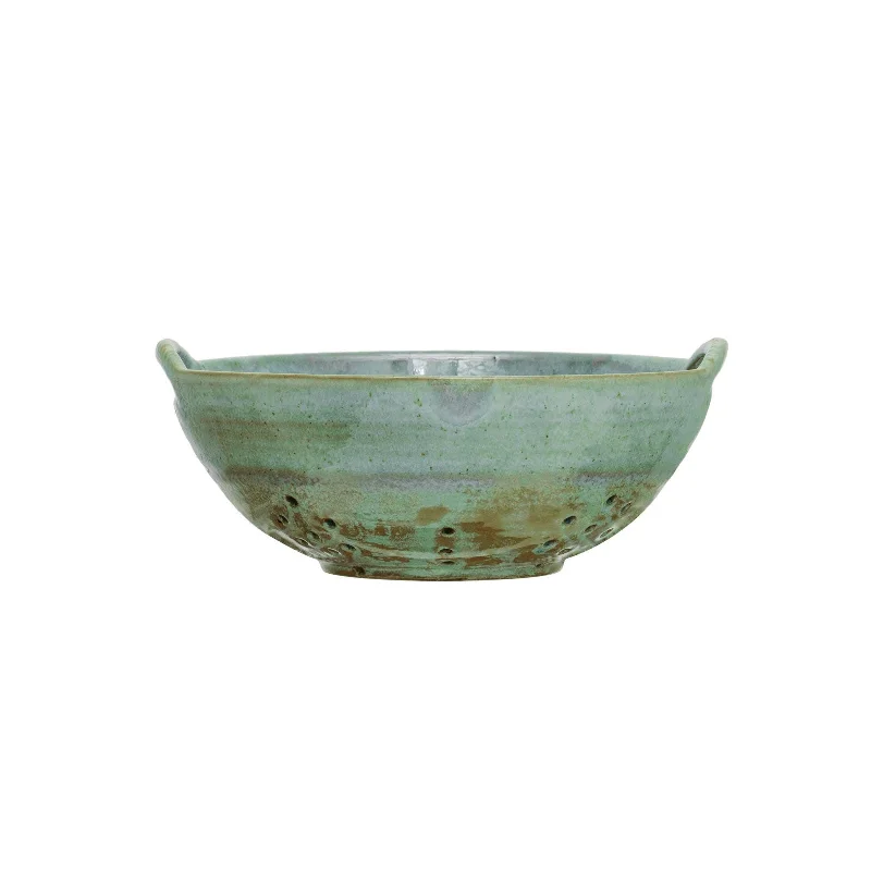 Stoneware Berry Bowl with Handles in Aqua